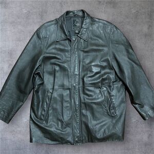 J. Ferrar Vintage Full Zip Black Genuine Lambskin Leather Coat Men's Size Large